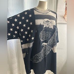 Vintage bald eagle American flag all over print shirt